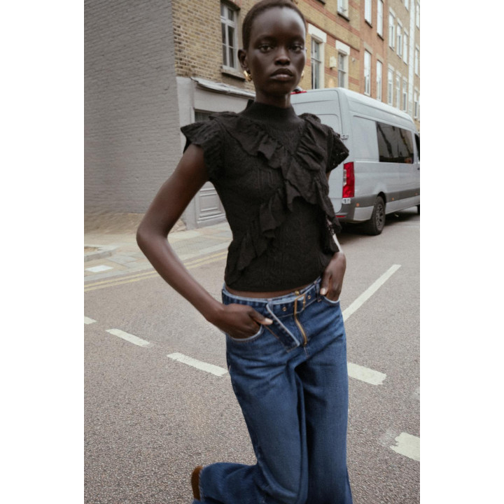 ТОП ИЗ ТРИКОТАЖА «РИШЕЛЬЕ» С ВОЛАНАМИ