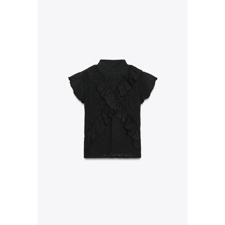 ТОП ИЗ ТРИКОТАЖА «РИШЕЛЬЕ» С ВОЛАНАМИ