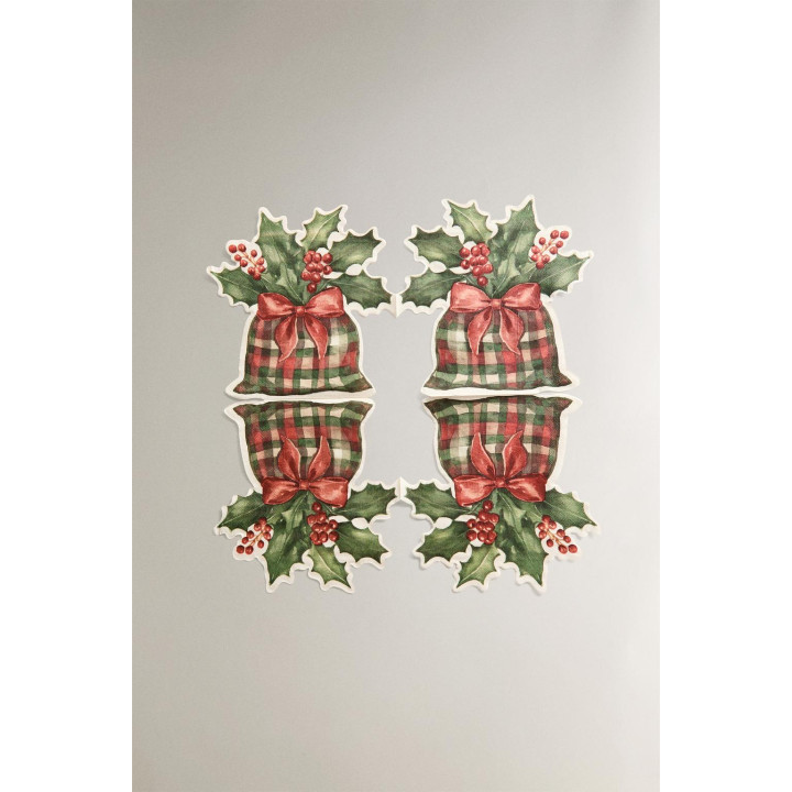 Набор бумажных рождественских салфеток с листьями остролиста (набор из 20 штук)