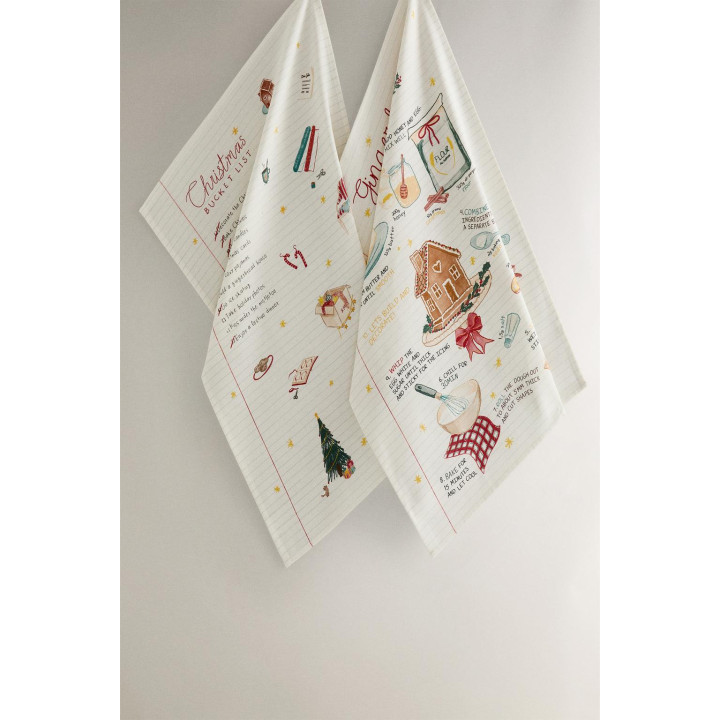 Хлопковое полотенце для уборки с рождественским списком покупок (комплект из 2 шт.)