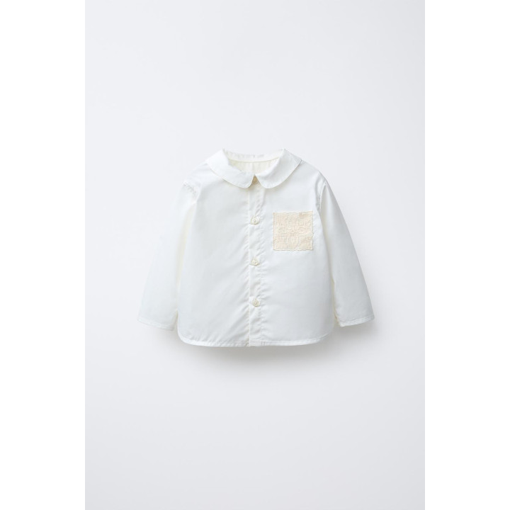 РУБАШКА С КРУЖЕВНЫМ КАРМАНОМ