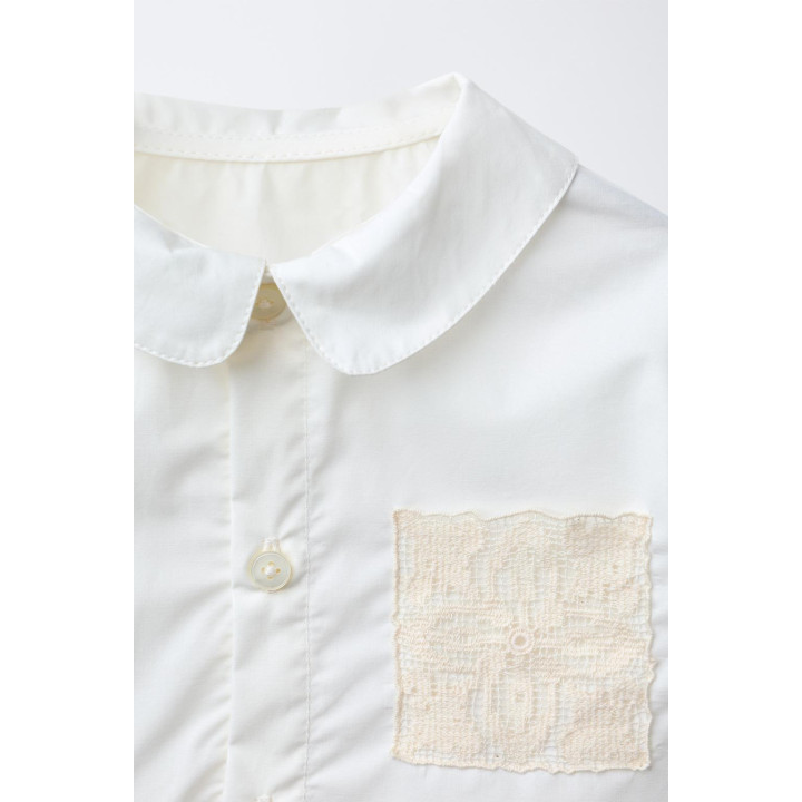 РУБАШКА С КРУЖЕВНЫМ КАРМАНОМ