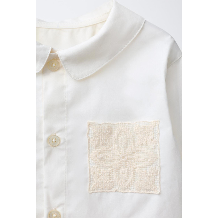 РУБАШКА С КРУЖЕВНЫМ КАРМАНОМ