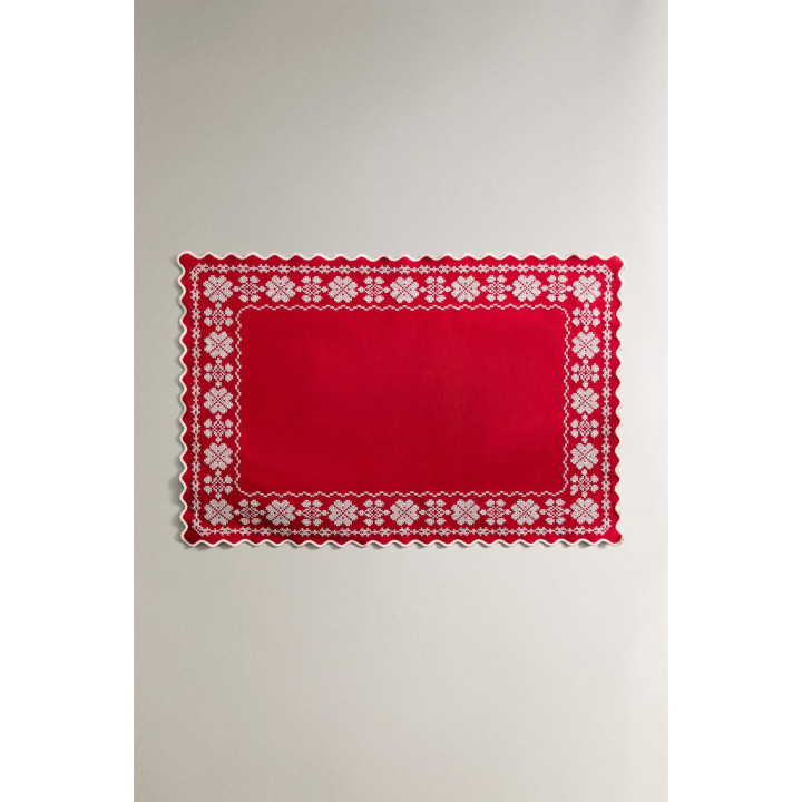 Рождественское коврик для тарелок с геометрической вышивкой