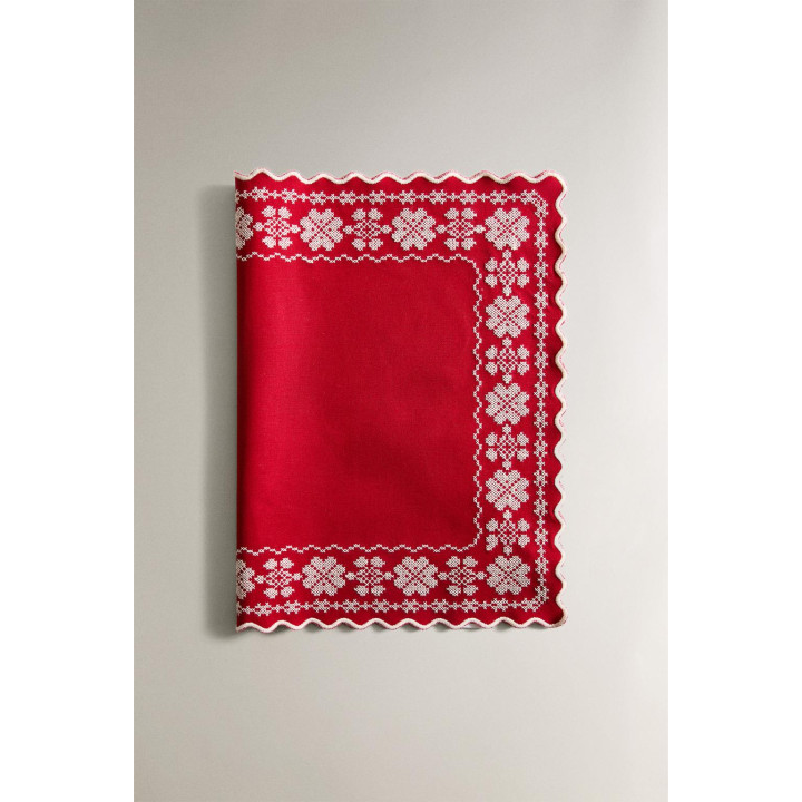 Рождественское коврик для тарелок с геометрической вышивкой