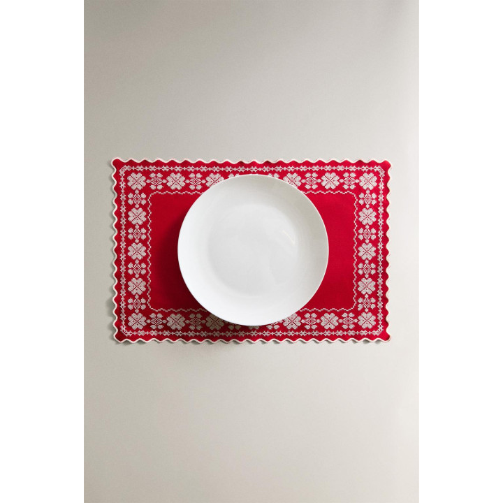 Рождественское коврик для тарелок с геометрической вышивкой