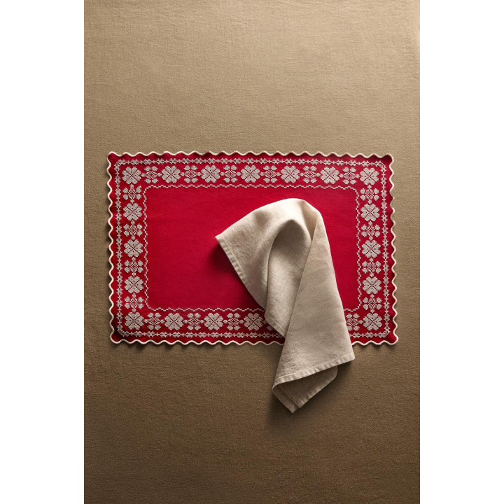 Рождественское коврик для тарелок с геометрической вышивкой