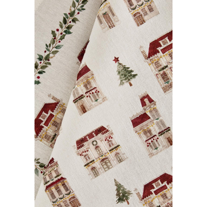 Пара хлопковых рождественских кухонных полотенец с изображением домов