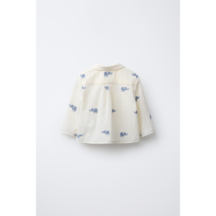 ЖАККАРДОВАЯ РУБАШКА С ПРИНТОМ «СЛОНЫ»