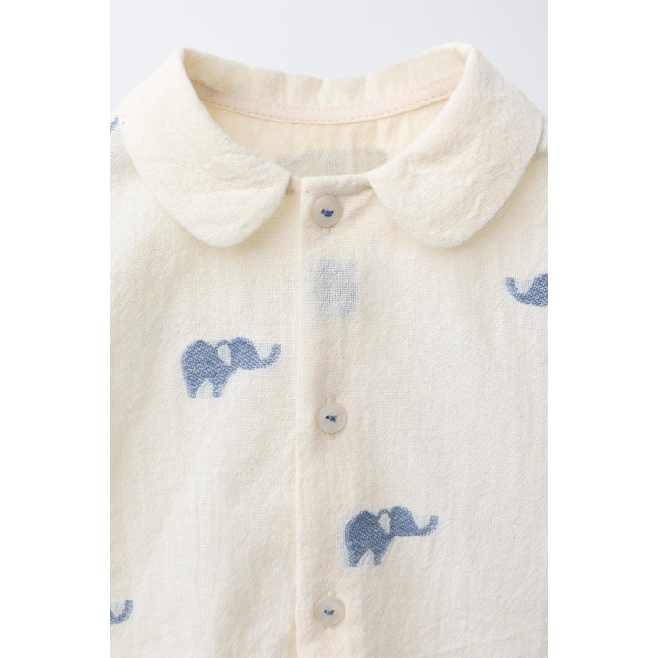 ЖАККАРДОВАЯ РУБАШКА С ПРИНТОМ «СЛОНЫ»
