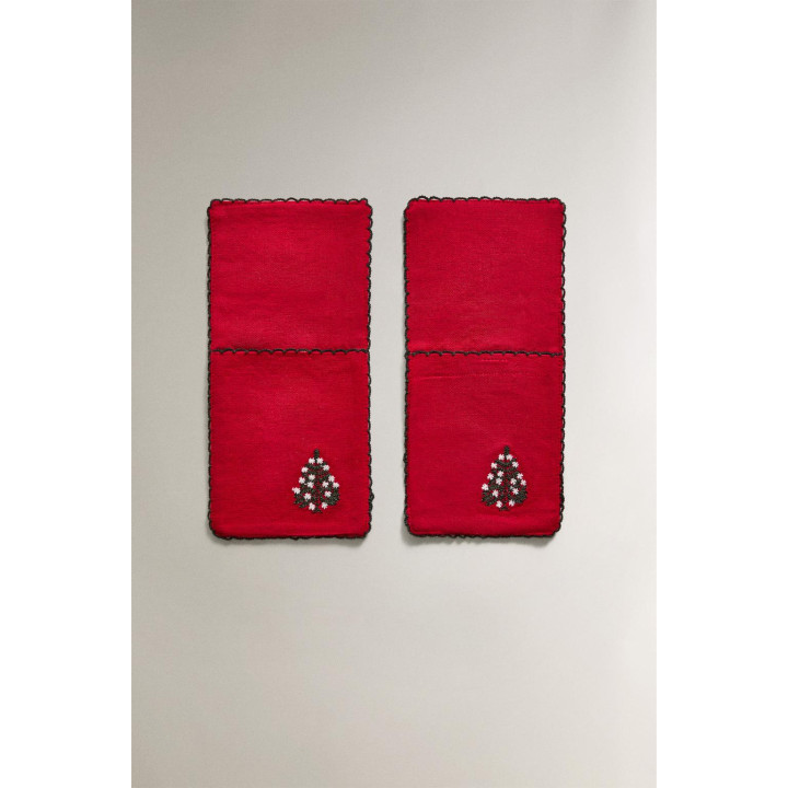 Набор вышитых новогодних ободков для столовых приборов (набор из 2 штук)