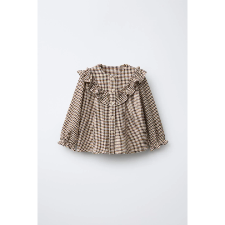 БЛУЗКА В КЛЕТКУ С ВОЛАНАМИ