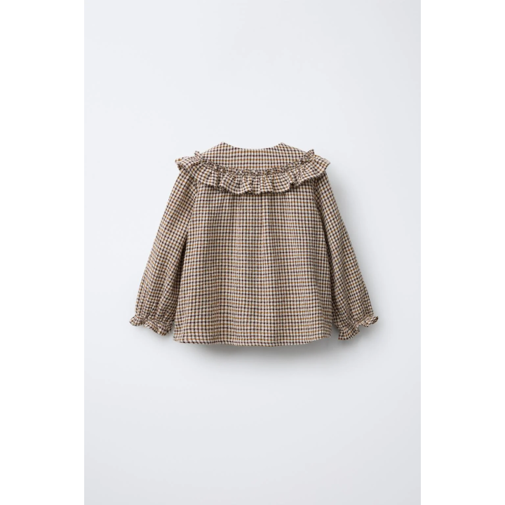 БЛУЗКА В КЛЕТКУ С ВОЛАНАМИ