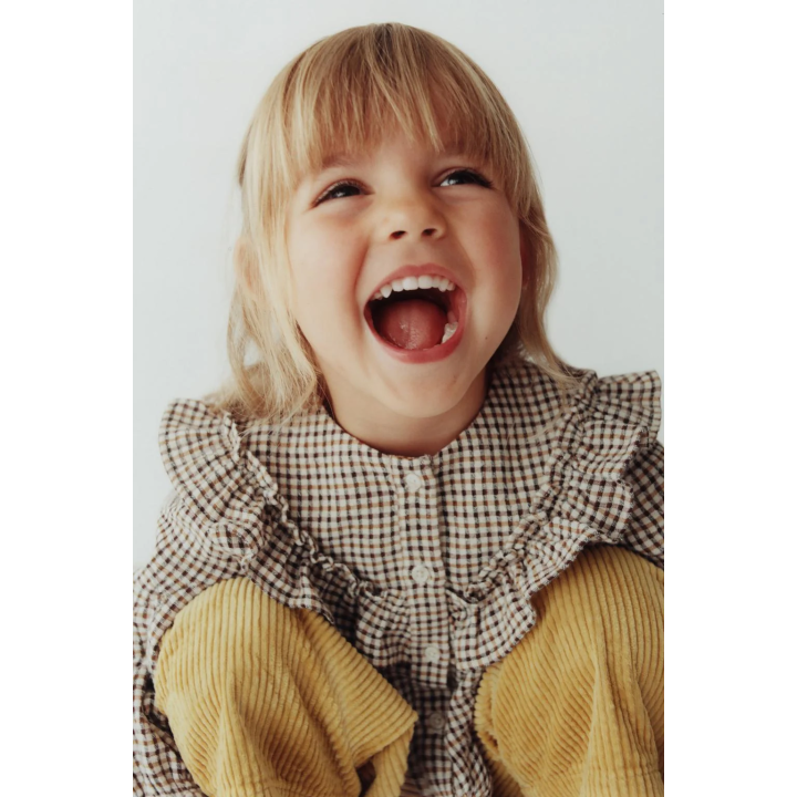 БЛУЗКА В КЛЕТКУ С ВОЛАНАМИ