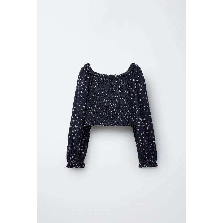 ТОП С ЭЛАСТИЧНЫМИ ДЕТАЛЯМИ И ПРИНТОМ ЗВЕЗДЫ