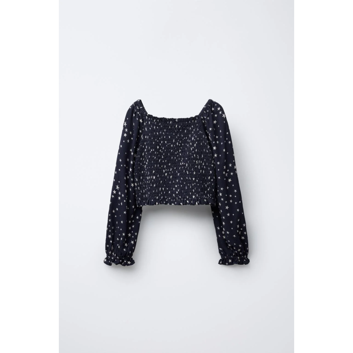 ТОП С ЭЛАСТИЧНЫМИ ДЕТАЛЯМИ И ПРИНТОМ ЗВЕЗДЫ