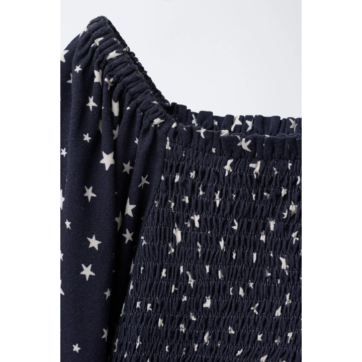 ТОП С ЭЛАСТИЧНЫМИ ДЕТАЛЯМИ И ПРИНТОМ ЗВЕЗДЫ