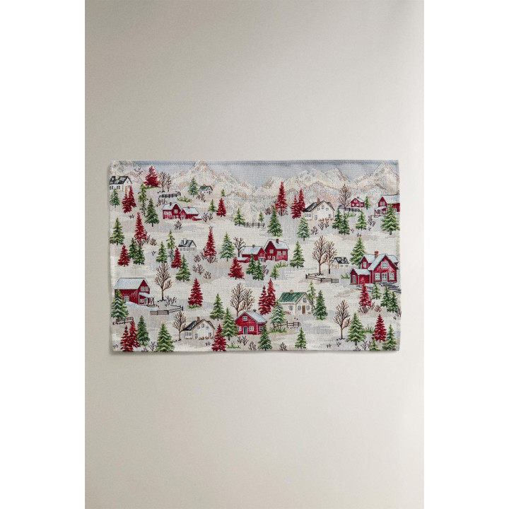 Снежный рождественский жаккардовый сервировочный салфетка