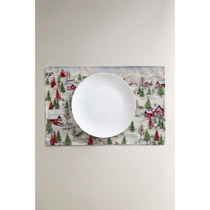 Снежный рождественский жаккардовый сервировочный салфетка