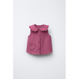 БЛУЗКА В КЛЕТКУ ВИШИ С ВОЛАНАМИ