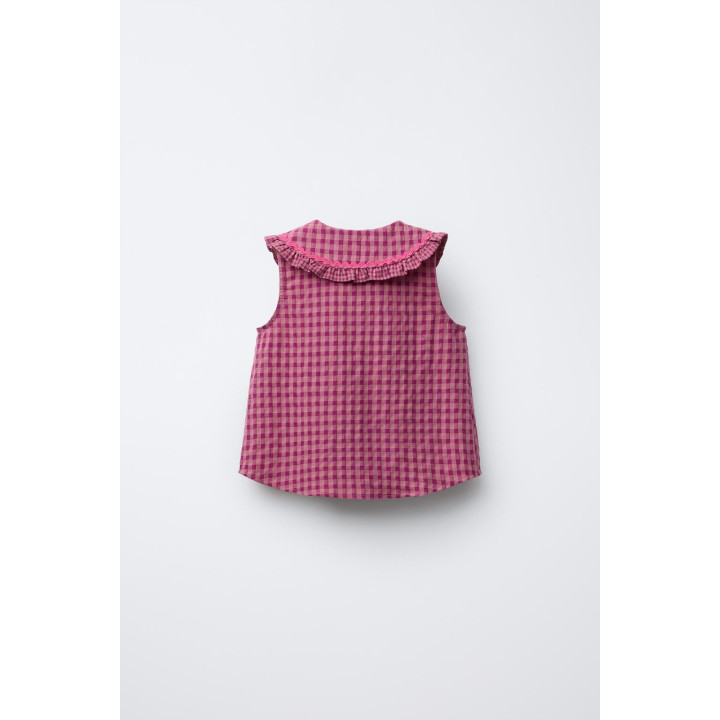 БЛУЗКА В КЛЕТКУ ВИШИ С ВОЛАНАМИ