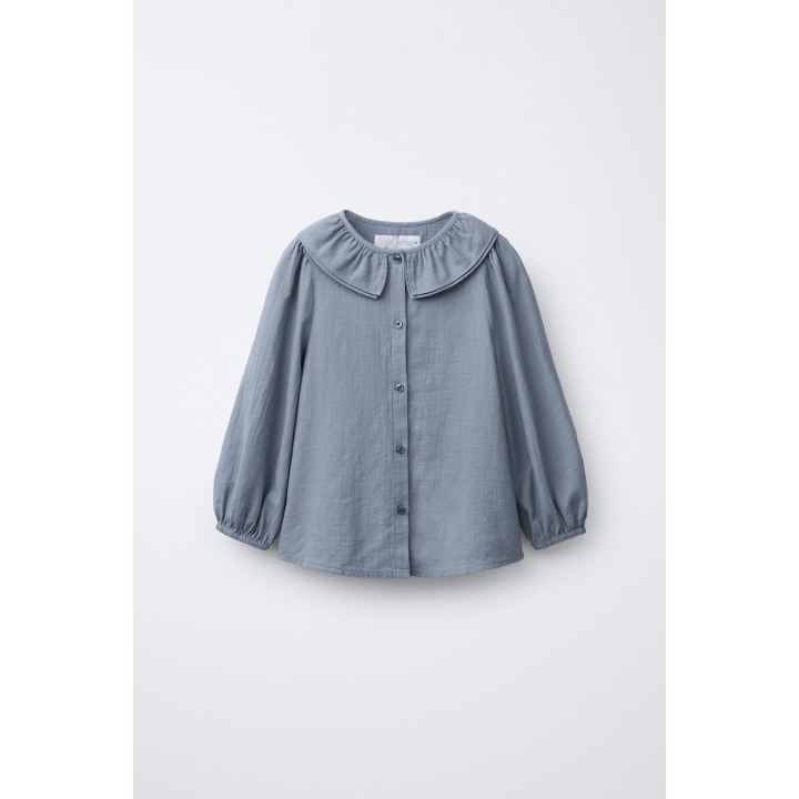 РУБАШКА С РЕЛЬЕФНЫМ КРУГЛЫМ ВОРОТНИКОМ