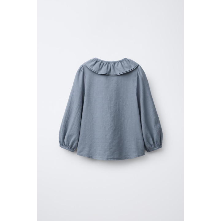 РУБАШКА С РЕЛЬЕФНЫМ КРУГЛЫМ ВОРОТНИКОМ