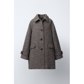 ДЛИННОЕ ПАЛЬТО В КЛЕТКУ ИЗ СМЕСОВОЙ ШЕРСТИ