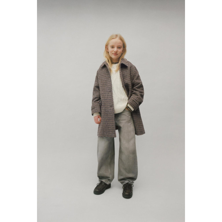 ДЛИННОЕ ПАЛЬТО В КЛЕТКУ ИЗ СМЕСОВОЙ ШЕРСТИ