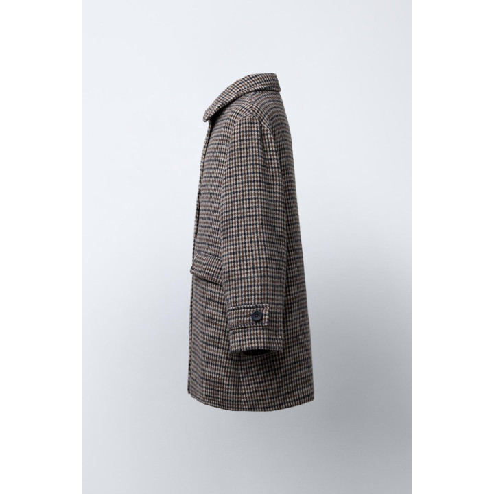 ДЛИННОЕ ПАЛЬТО В КЛЕТКУ ИЗ СМЕСОВОЙ ШЕРСТИ