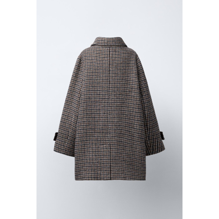 ДЛИННОЕ ПАЛЬТО В КЛЕТКУ ИЗ СМЕСОВОЙ ШЕРСТИ