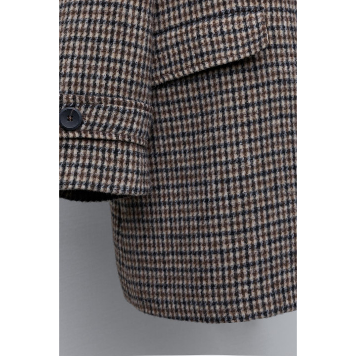 ДЛИННОЕ ПАЛЬТО В КЛЕТКУ ИЗ СМЕСОВОЙ ШЕРСТИ