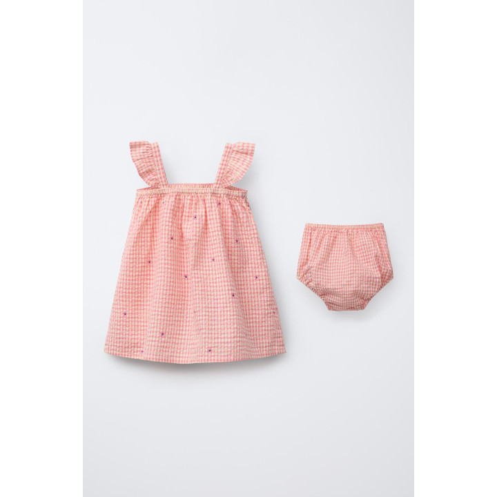 ПЛАТЬЕ И ТРУСЫ В КЛЕТКУ ВИШИ С ЦВЕТОЧНОЙ ВЫШИВКОЙ