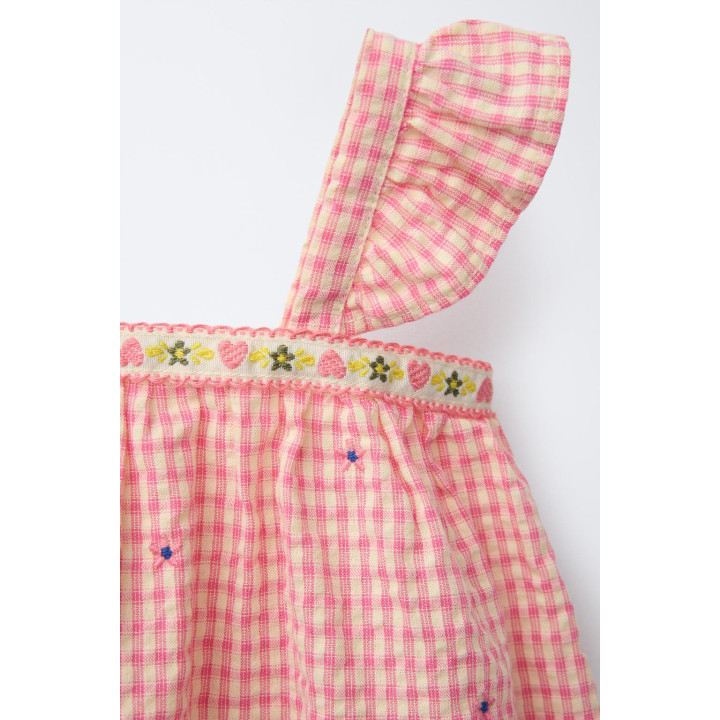 ПЛАТЬЕ И ТРУСЫ В КЛЕТКУ ВИШИ С ЦВЕТОЧНОЙ ВЫШИВКОЙ