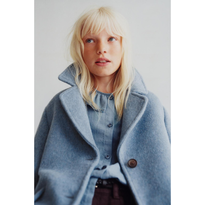 ПАЛЬТО ИЗ ШЕРСТЯНОЙ ТКАНИ С ШЕРСТЬЮ