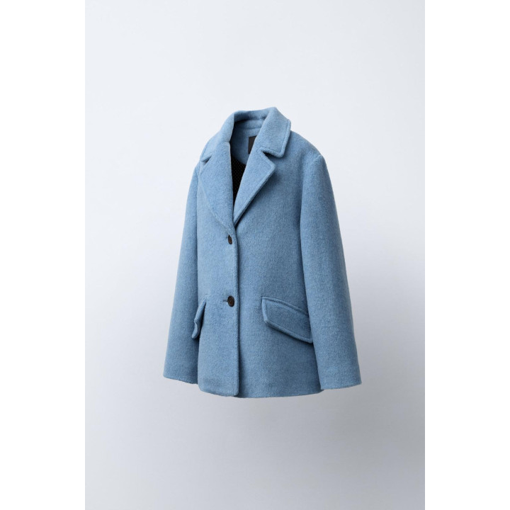 ПАЛЬТО ИЗ ШЕРСТЯНОЙ ТКАНИ С ШЕРСТЬЮ