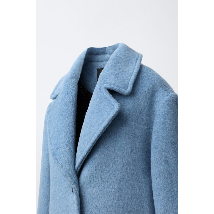 ПАЛЬТО ИЗ ШЕРСТЯНОЙ ТКАНИ С ШЕРСТЬЮ