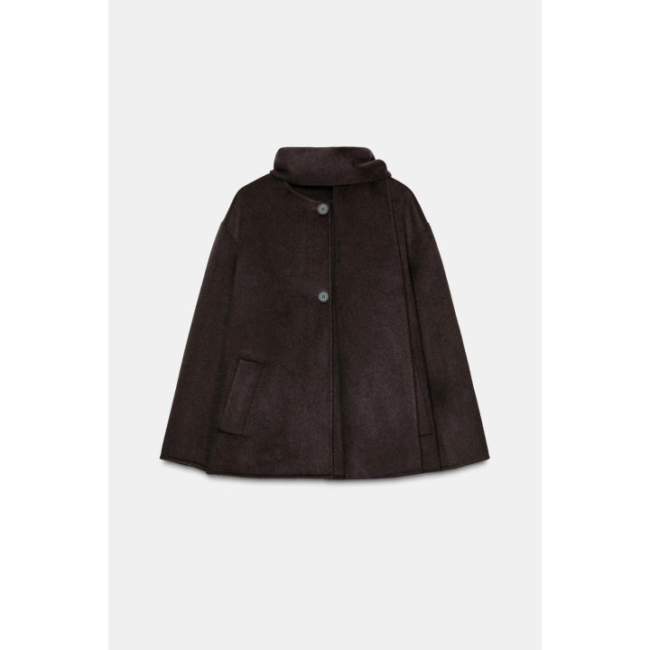 КОРОТКОЕ ПАЛЬТО ИЗ СМЕСОВОЙ ШЕРСТИ С ШАРФОМ