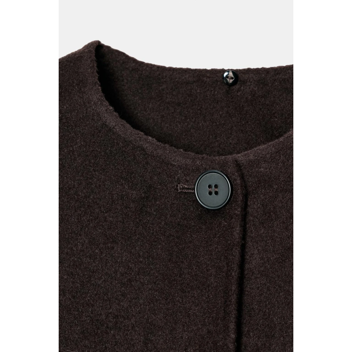 КОРОТКОЕ ПАЛЬТО ИЗ СМЕСОВОЙ ШЕРСТИ С ШАРФОМ