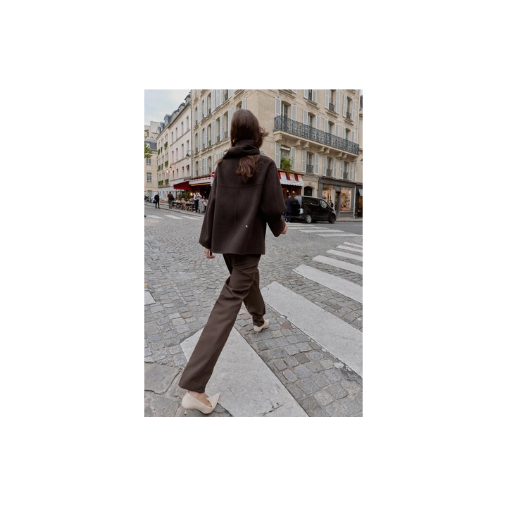 КОРОТКОЕ ПАЛЬТО ИЗ СМЕСОВОЙ ШЕРСТИ С ШАРФОМ