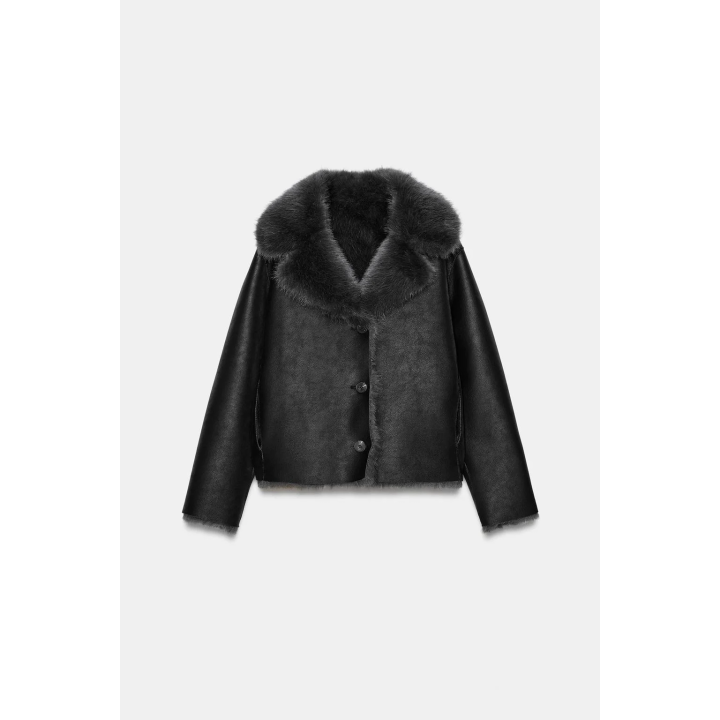 ДВУСТОРОННЕЕ КОРОТКОЕ ПАЛЬТО ИЗ ИСКУССТВЕННОГО МЕХА