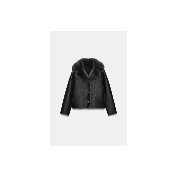 ДВУСТОРОННЕЕ КОРОТКОЕ ПАЛЬТО ИЗ ИСКУССТВЕННОГО МЕХА