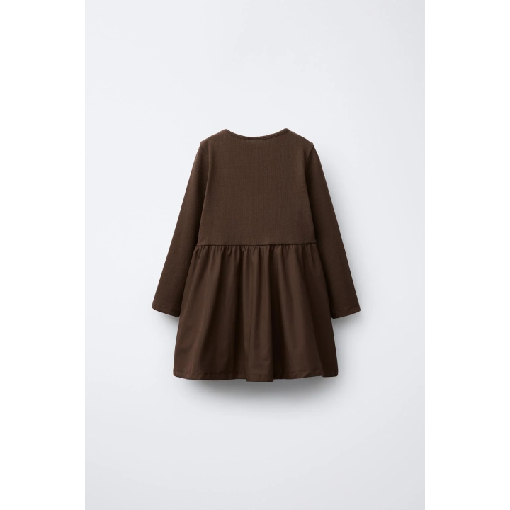 КОМБИНИРОВАННОЕ ПЛАТЬЕ В РУБЧИК С БАНТОМ