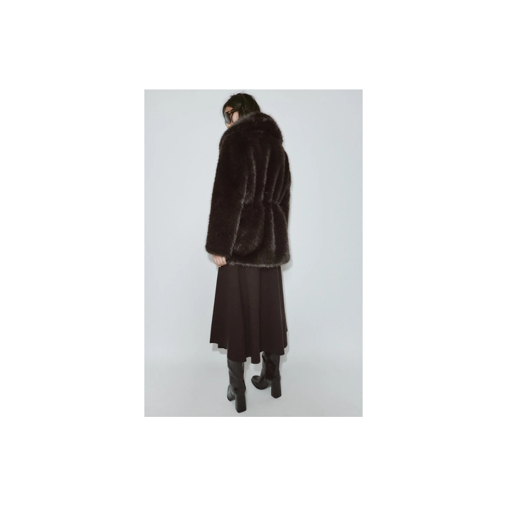 ПАЛЬТО ИЗ ИСКУССТВЕННОГО МЕХА С ПОЯСОМ