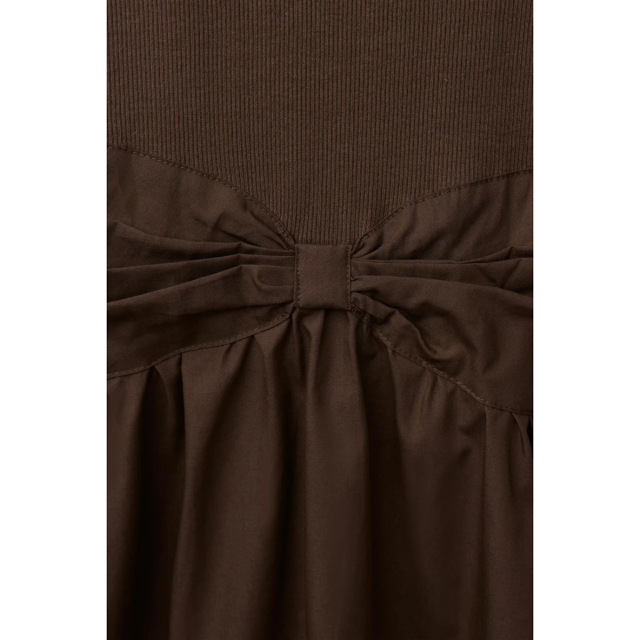 КОМБИНИРОВАННОЕ ПЛАТЬЕ В РУБЧИК С БАНТОМ