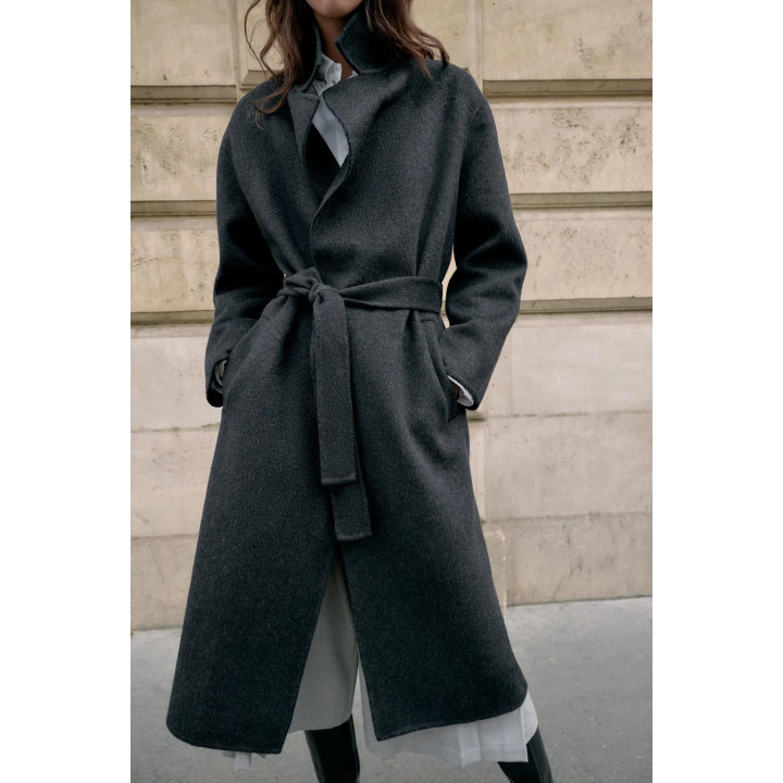 ДЛИННОЕ ПАЛЬТО ИЗ ШЕРСТИ С ПОЯСОМ