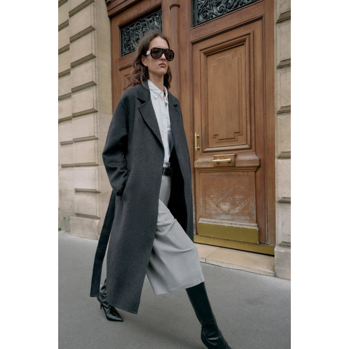 ДЛИННОЕ ПАЛЬТО ИЗ ШЕРСТИ С ПОЯСОМ