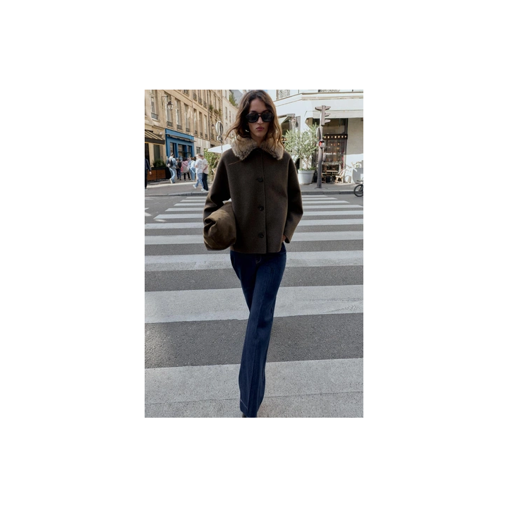 ПАЛЬТО ИЗ ШЕРСТИ С ВОРОТНИКОМ ИЗ ИСКУССТВЕННОГО МЕХА