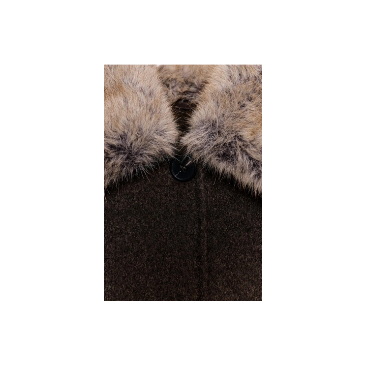 ПАЛЬТО ИЗ ШЕРСТИ С ВОРОТНИКОМ ИЗ ИСКУССТВЕННОГО МЕХА