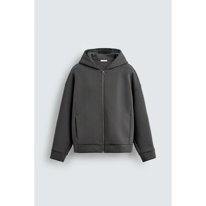 ТОЛСТОВКА ИЗ НЕОПРЕНА С КАПЮШОНОМ И СКЛАДКАМИ